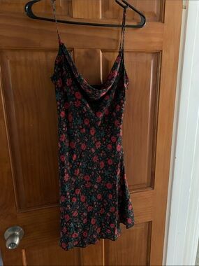 Realisation Par The Devon Flower Power Dress - Black with Red Floral